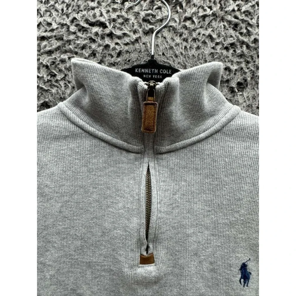 Polo Ralph Lauren Estate Rib Quarter-Zip Pullover Sweater Gray Mens Size‎ S